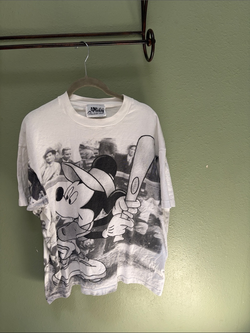 Mickey Mouse White Graphic Baseball Tee - Vintage Style